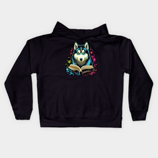 Siberian Husky Reads Book Kids Hoodie